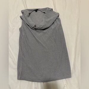 Women’s Ann Taylor Small Petite Silver Shimmer Sleeveless  Cowl Neck Top